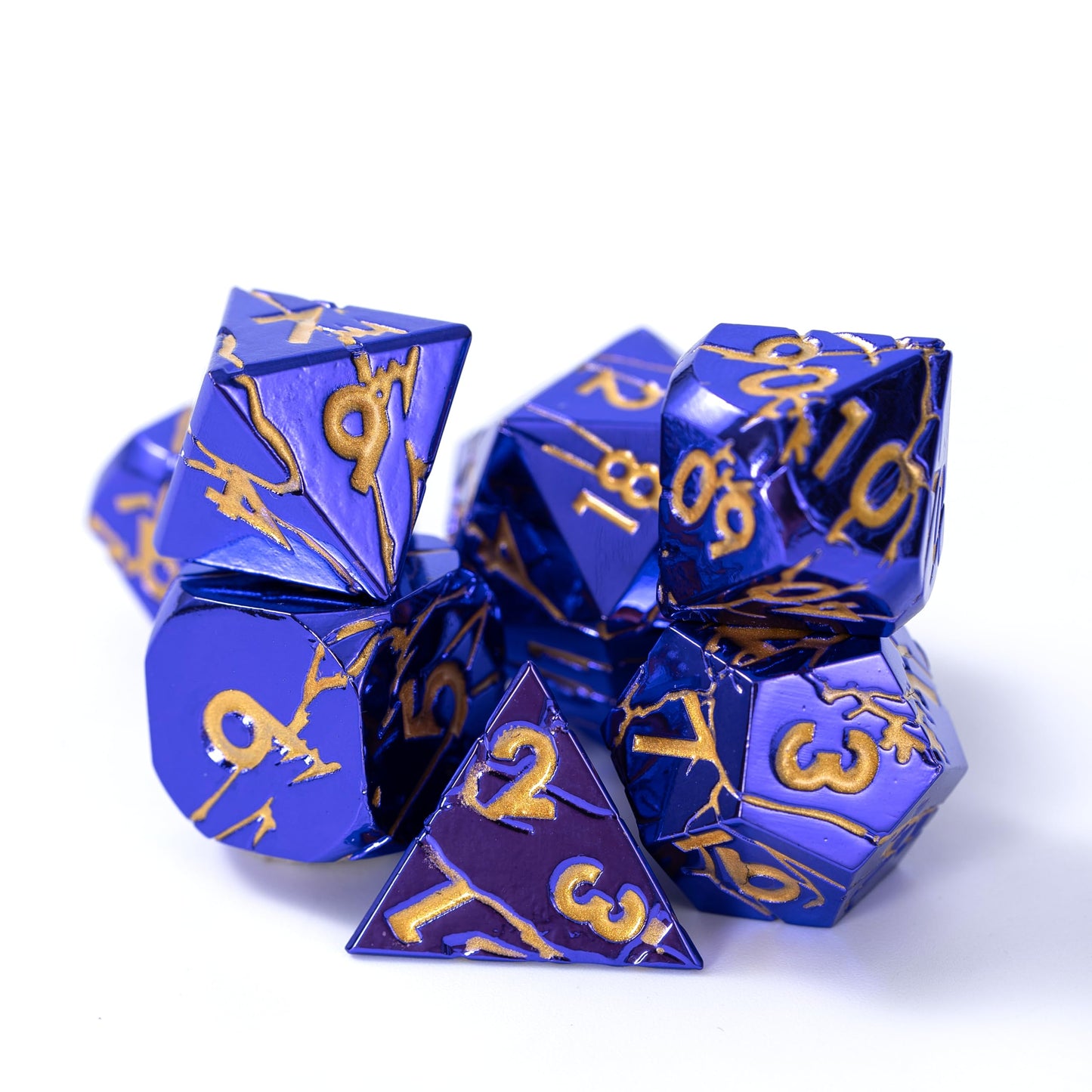 Dnd Metal Dice - Cracked Lightning Metal - Polyhedral Set For Rpg D&D With Cracks - Beautifully Detailed Dungeons And Dragons Di