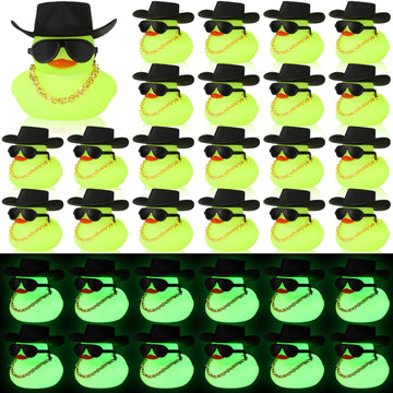 Sotiff 48 Sets Cowgirl Rubber Duck Squeaky Duck Bath Party Toy Duckies Car Dashboard Decorations With Mini Hat Necklace And Sung