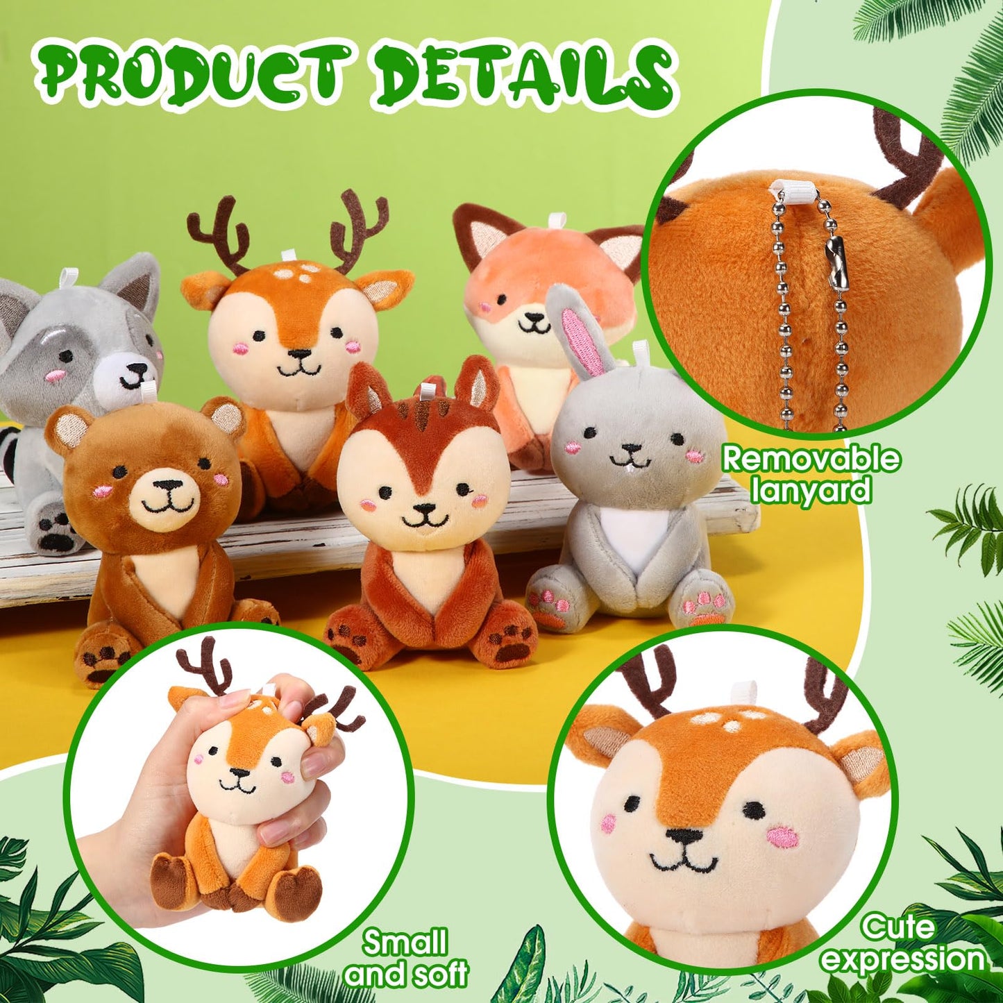 Suilung 12 Pcs Mini Stuffed Woodland Animals Plush Bulk 4 Inch Woodland Animals Cute Plush Bear Rabbit Squirrel Raccoon Fox Deer For Kids Birthday Easter Baby Shower Decor Gifts Classroom Prizes