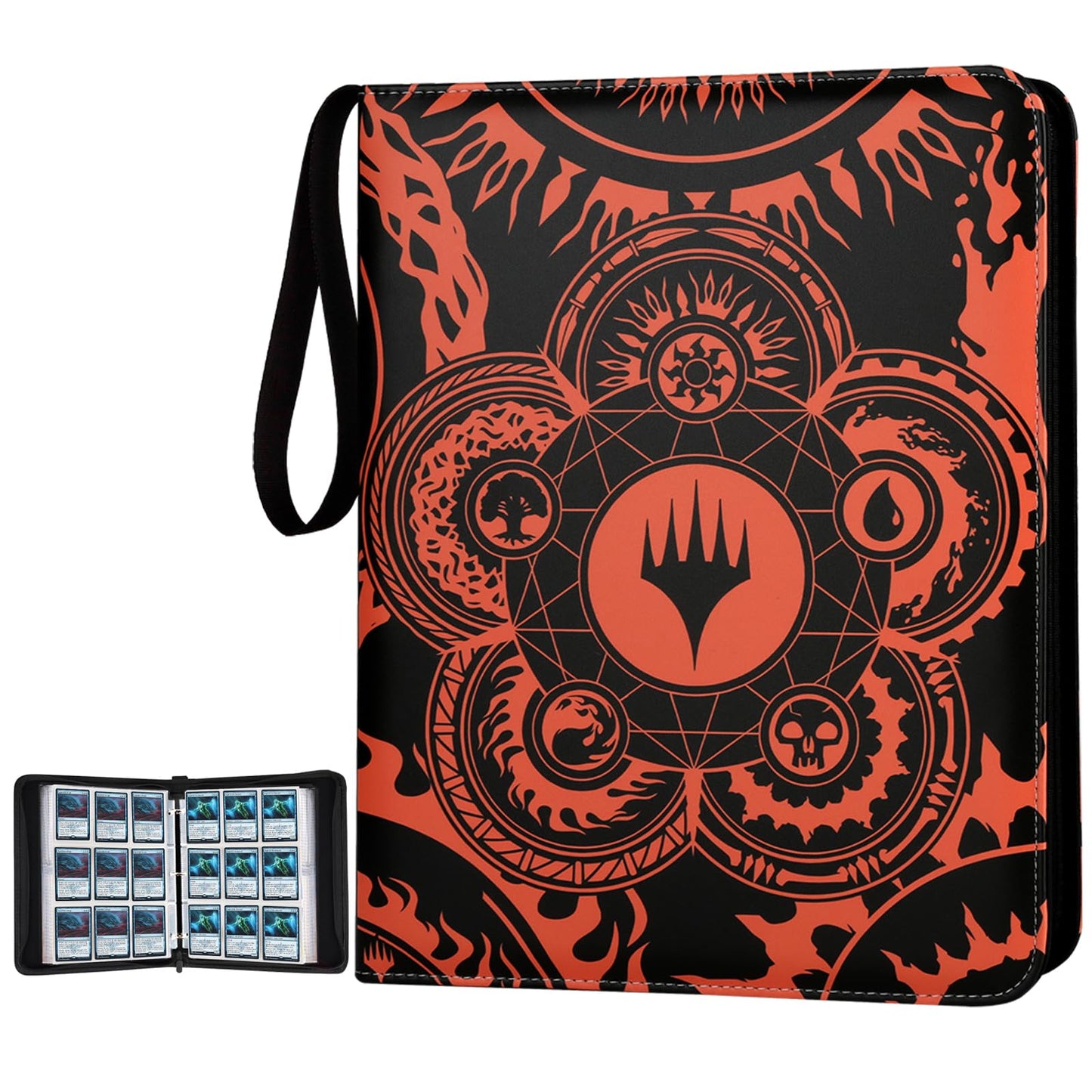 MTGPRO Trading Card Binder 9-Pocket Binder for Trading Cards Holds 720 Cards enhanced Collector Card Album for Standard Cards Card Collection Folder for MTG TCG Yugioh Game Cards (A-orange)