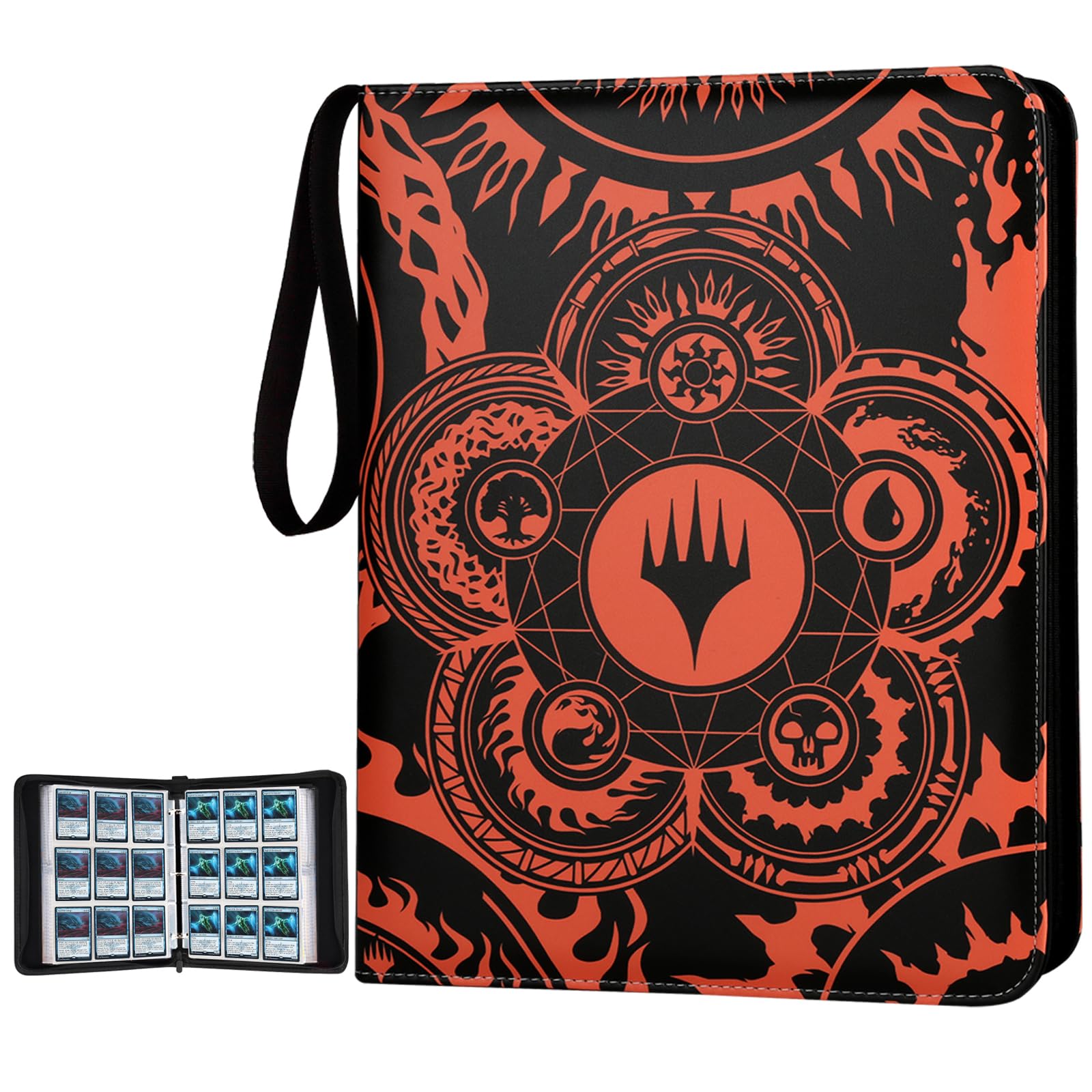 MTGPRO Trading Card Binder 9-Pocket Binder for Trading Cards Holds 720 Cards enhanced Collector Card Album for Standard Cards Card Collection Folder for MTG TCG Yugioh Game Cards (A-orange)