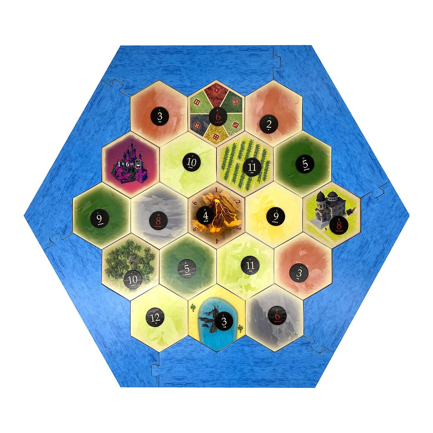 Tabletop Monthly Volcano Hex Scenario Game Pieces compatible with Catan's Settlers of Catan, Seafarers, and Catan Expansions (3