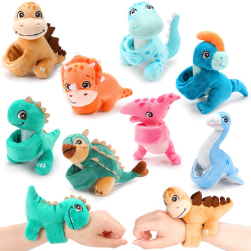 Liliful 8 Pack Kids Valentine's Day Gifts Stuffed Animal Cat Slap Bracelets for Kids, 8 Inch Plush Wrist Cute Snap Bracelets Bir