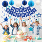 Meowtastic Birthday Decorations, Happy Birthday Banner With Honeycomb Balls, Stars Hanging Swirl Streamers, Circle Dots Garland, Happy Birthday Party Decorations For Women Men Boys Girls (Navy Blue)