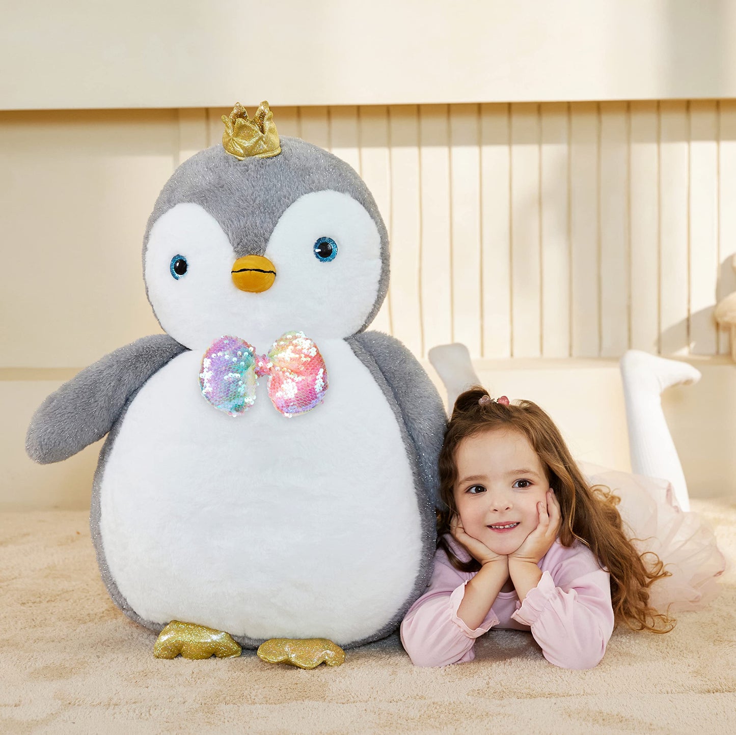Earthsound Giant Penguin Stuffed Animal Plush Toy,Large Jumbo Cute Soft Toys,Big Size Huge Fluffy Plushy Oversized Fat Plushie,G
