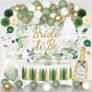 Bridal Shower Decorations, Sage Green Bachelorette Party Decorations Bride to Be Banner Backdrop Sash Veil Confetti Foil Balloon