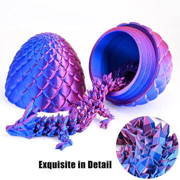 Locyfens 3D Printed Dragon Eggs With Dragon Inside, Articulated 3D Dragon Toys With 3D Dragon Eggs, Crystal Dragon Red Blue