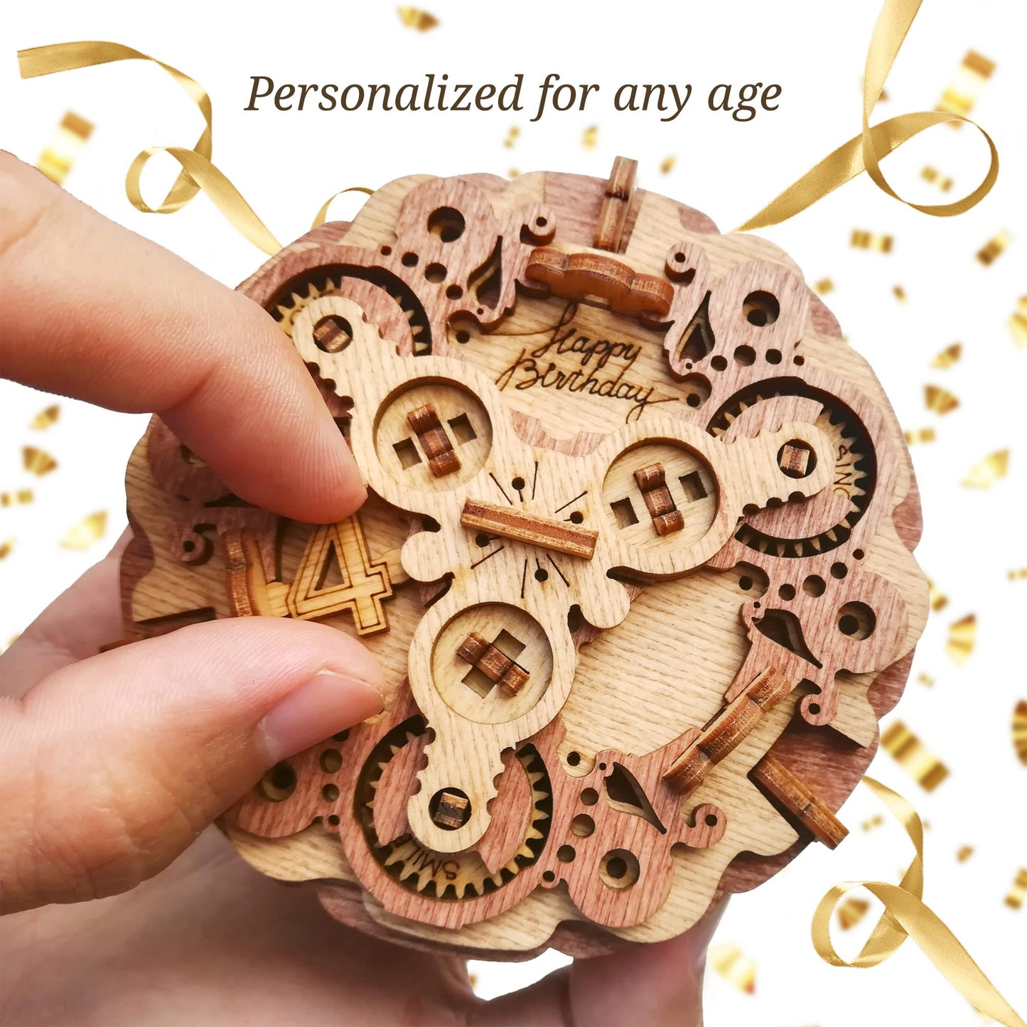 iDventure Birthday Cake Puzzle Box - 3D Gift Box for mature-themeds - Money Holder Puzzle Game - Escape Room Brain Teaser for Men & Women