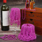 YAXINRUI 33 Inch 7 mm Metallic Hot Pink Bead Necklaces, 15pcs Mardi Gras Beads Bulk Round Beaded Necklaces Costume Necklace for
