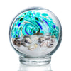 4'' Sea Globe Hand Blown Art Glass Decor Collectible Glass Decorative Balls With Natural Sea Shell And Sand, Lake Green