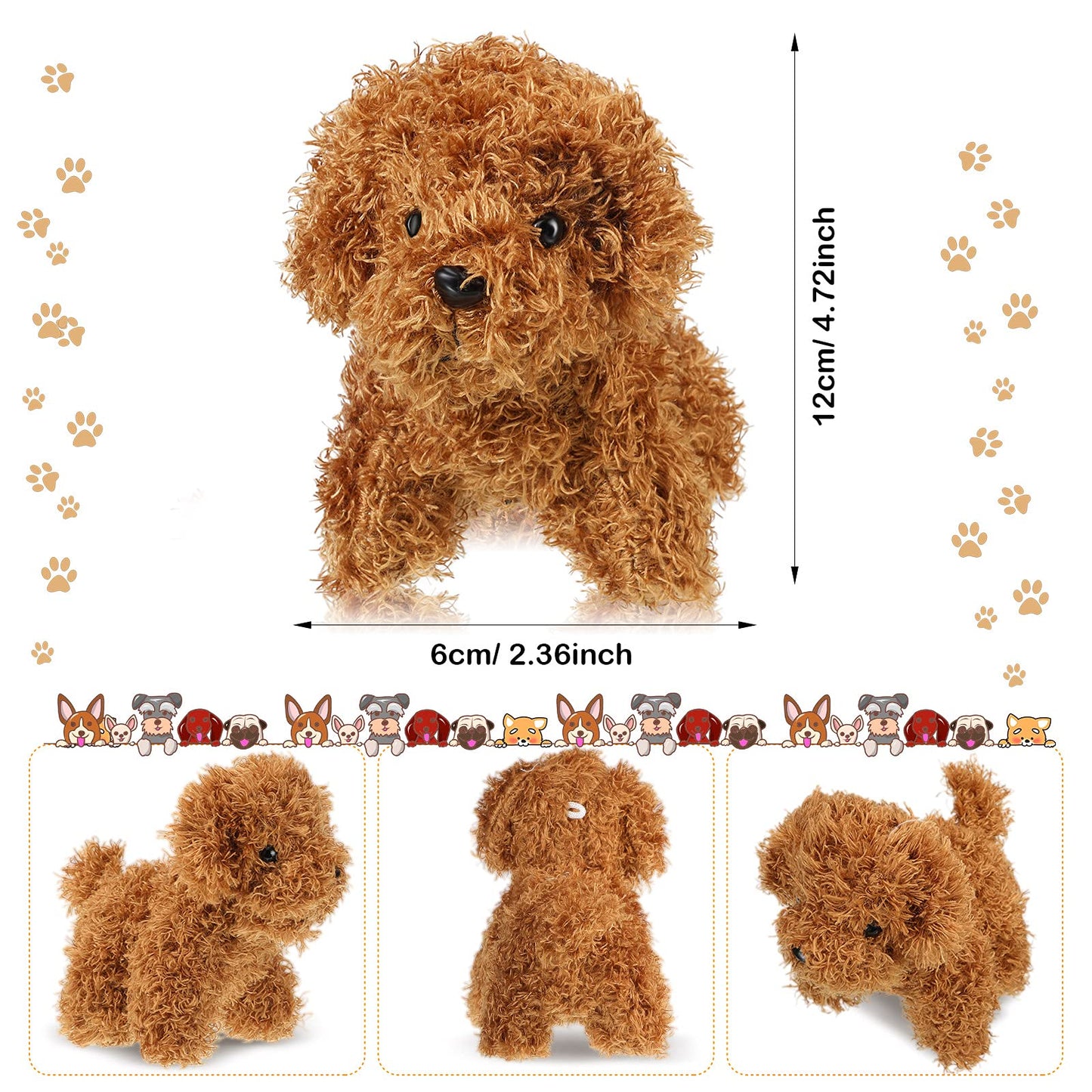 Sumind 9 Pcs Mini Plush Dog Stuffed Animals Bulk Dog Plush Party Favors For Easter Goodie Bag Fillers Baby Show Birthday(Curly Puppy)