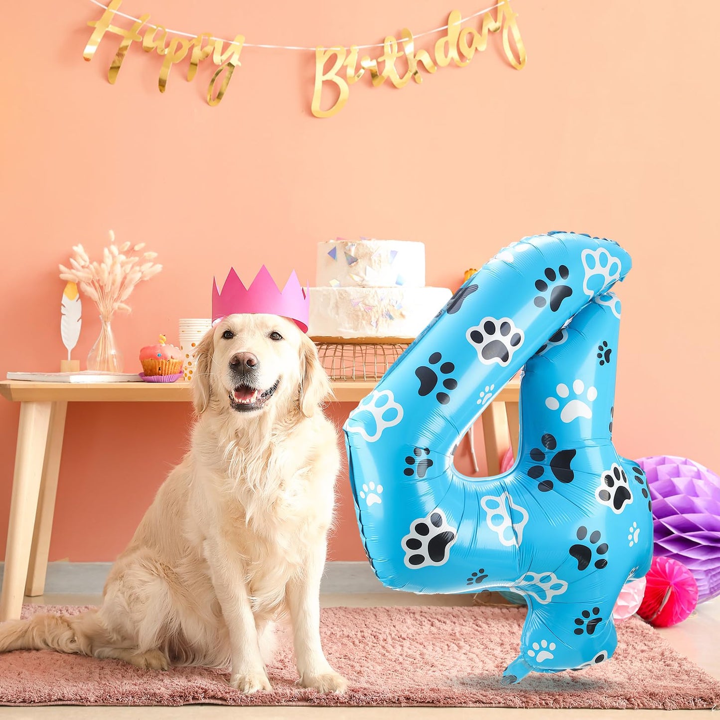 Hungdao 40 Inch Blue Dog Paw Number Balloon Giant Paw Pups on Patrol Number Balloon Blue Dog Party Favors for Dog Party Dog Paw