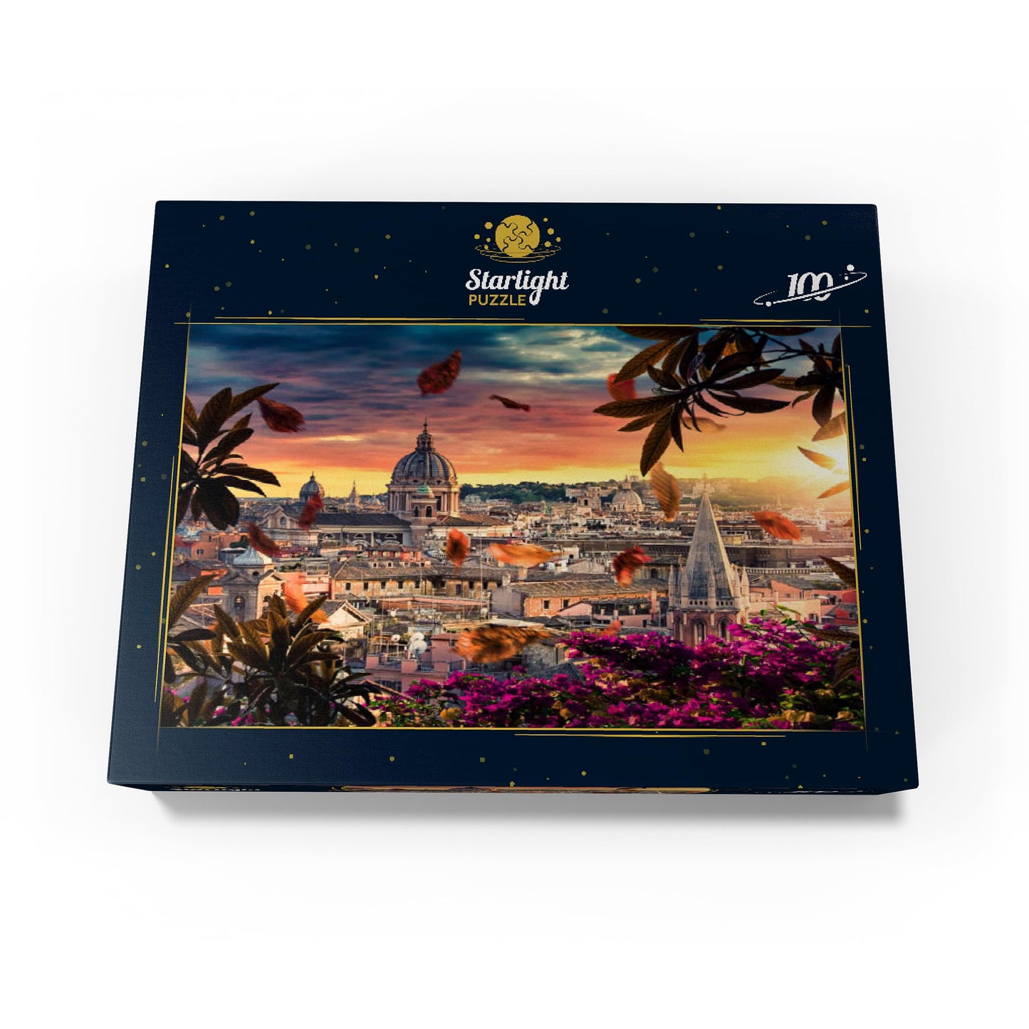 MyPuzzle Beautiful Sunset Over The City of Rome in The Evening - Premium 100 Piece Jigsaw Puzzle for Adults