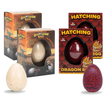 Class Collections Surprise Growing Dragon And Dinosaur Hatch Egg Kids Novelty Toy - Pack Of 4, Red