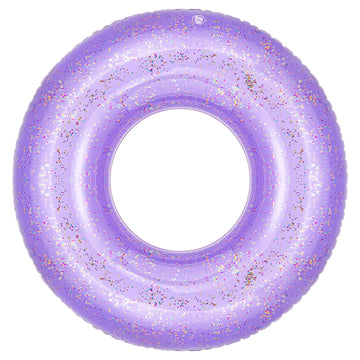 Moko Swim Rings With Glitter, 90Cm Diameter Inflatable Pool Float Swimming Pool Float Tube Round Shaped Swimming Tube Water Fun Beach Pool Toys For Summer Party For Kids Adults, Purple