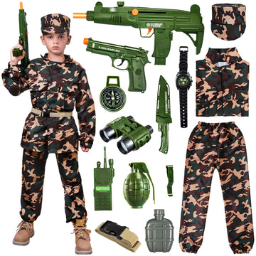 Niplooow Kids Army Costume For Boys, Boys Military Soldier Costume With Army Toys, Halloween Costumes For Boys Kids 3-12, Hallow