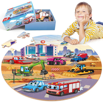 Synarry Vehicle Floor Puzzle For Kids Ages 3-5, Large 70 Piece Puzzle For Kids Ages 4-6, Wooden Floor Puzzle For Kids Ages 4-8, Preschool Toys Gifts For 3 4 5 6 7 8 Years Old Boys Girls Child