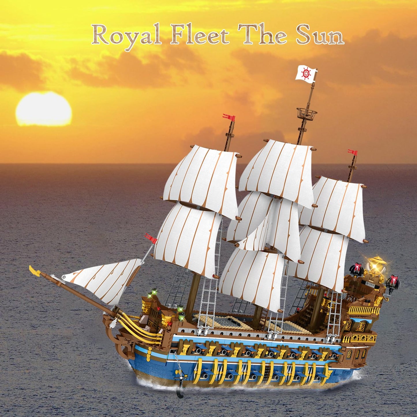JMBricklayer Pirate Ship Building Set - Large 2830-Piece Gold Plastic Model 40103 for Adults, Stunning Tiered Design, Perfect Gift