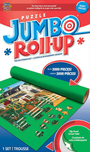 Masterpieces Accessories - Jigsaw Puzzle Roll-Up Mat & Stow Box, Jumbo 48'' X 36'', Fits 3000 Pieces