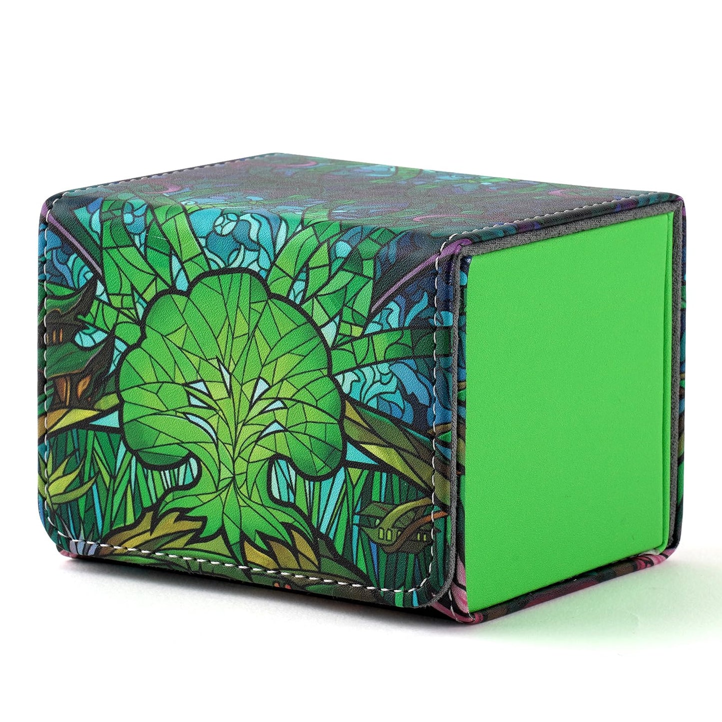 Deck Box for MTG Cards, Trading Commander Deck Case Holds 120+ Sleeved Cards, PU Leather Magnetic Collectible Card Storage Box F