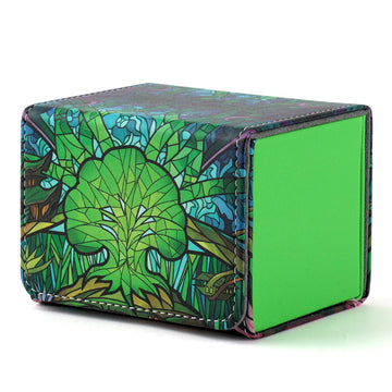 Deck Box for MTG Cards, Trading Commander Deck Case Holds 120+ Sleeved Cards, PU Leather Magnetic Collectible Card Storage Box F