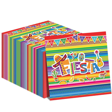 Fiesta Napkins For Cinco De Mayo Party Supplies Mexican Fiest Themed Luncheon Paper Napkins Disposable Stripes Flags Birthday Party Table Decorations (50 Pack)
