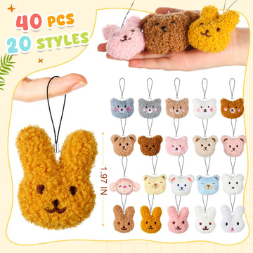 Libima 40 Pcs Mini Stuffed Animals Sea Animal Fruit Plush Keychain Set For Carnival Birthday Classroom Prizes Decoration For Clo