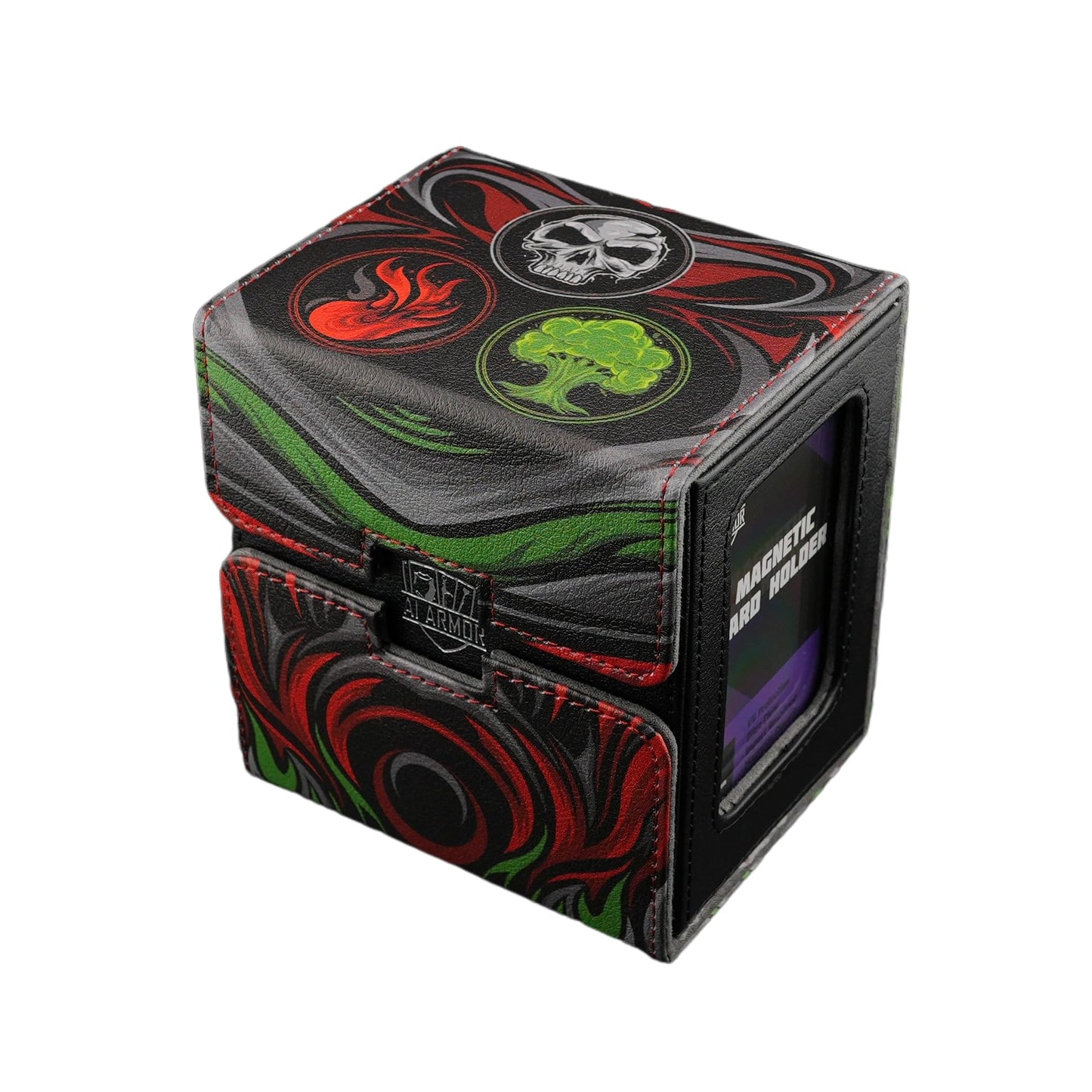 Ai protective covering MTG Commander 100+ Card Custom Art Deck Box With Storage (Black/Red/Green)
