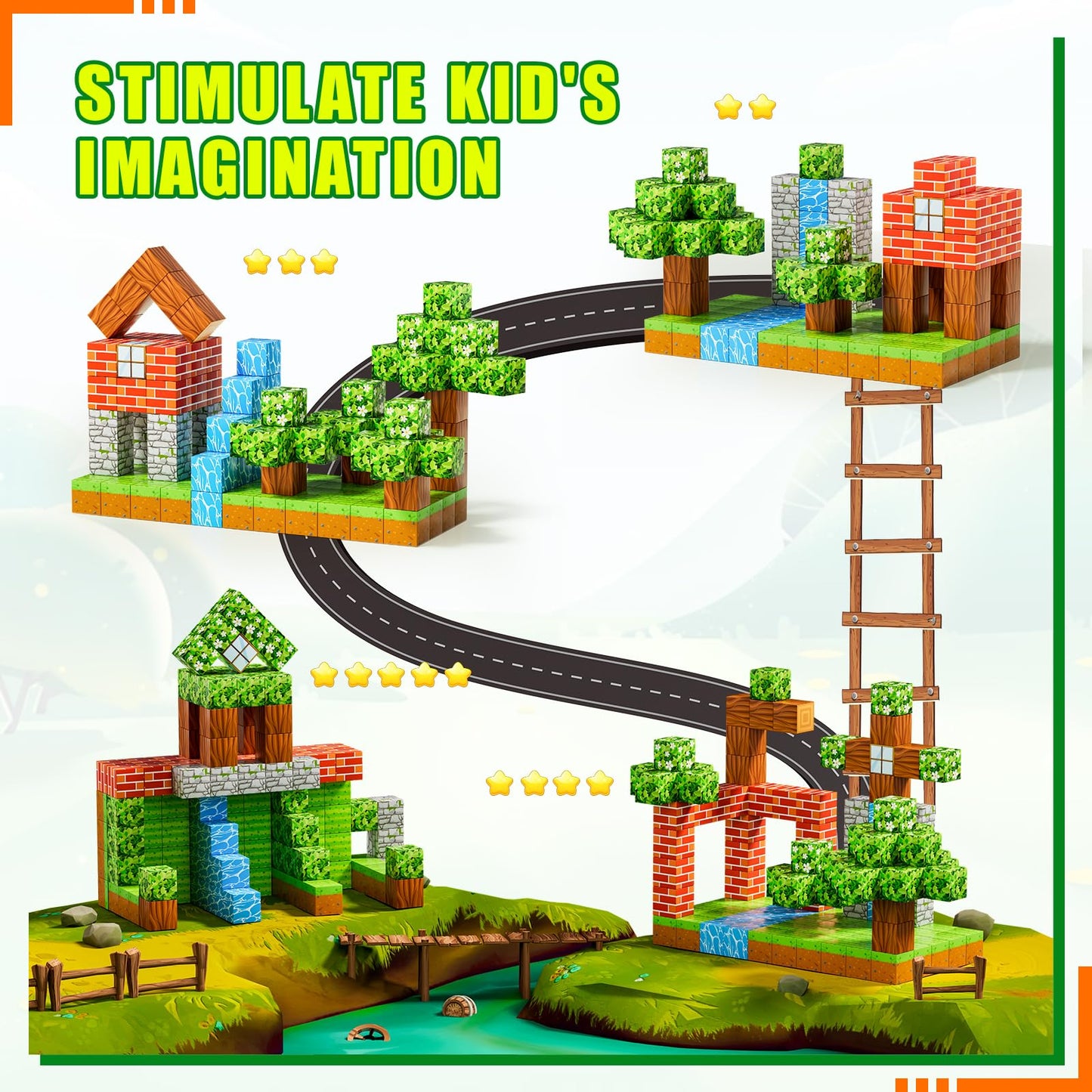 120Pcs Magnetic Blocks - Build Magnet World Edition, Magnetic Blocks For Kids Ages 3-5, 4-8, 8-12, Magnetic Toys For Boys & Girl