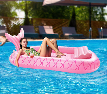 Heysplash Inflatable Tanning Pool Lounger Float, 72.8 * 49.2' Inflatable Ride-Ons Pool Rafts Swimming Pool Float, Summer Beach Party Swimming Floaty Bed Floatie Pool Toys
