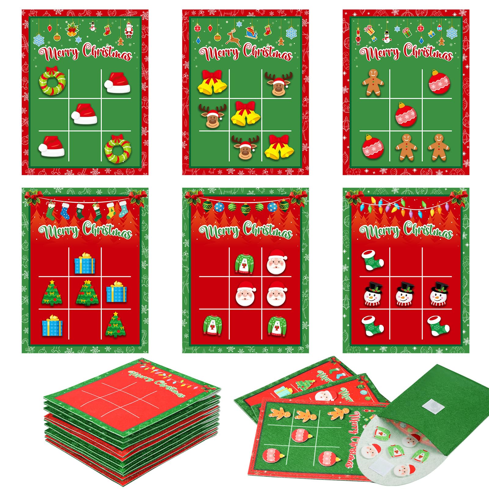 Capoda 24 Pack Christmas Party Favors Gift Christmas Tic Tac Toe Strategic Board Game For Family Happy Christmas Stocking Stuffe