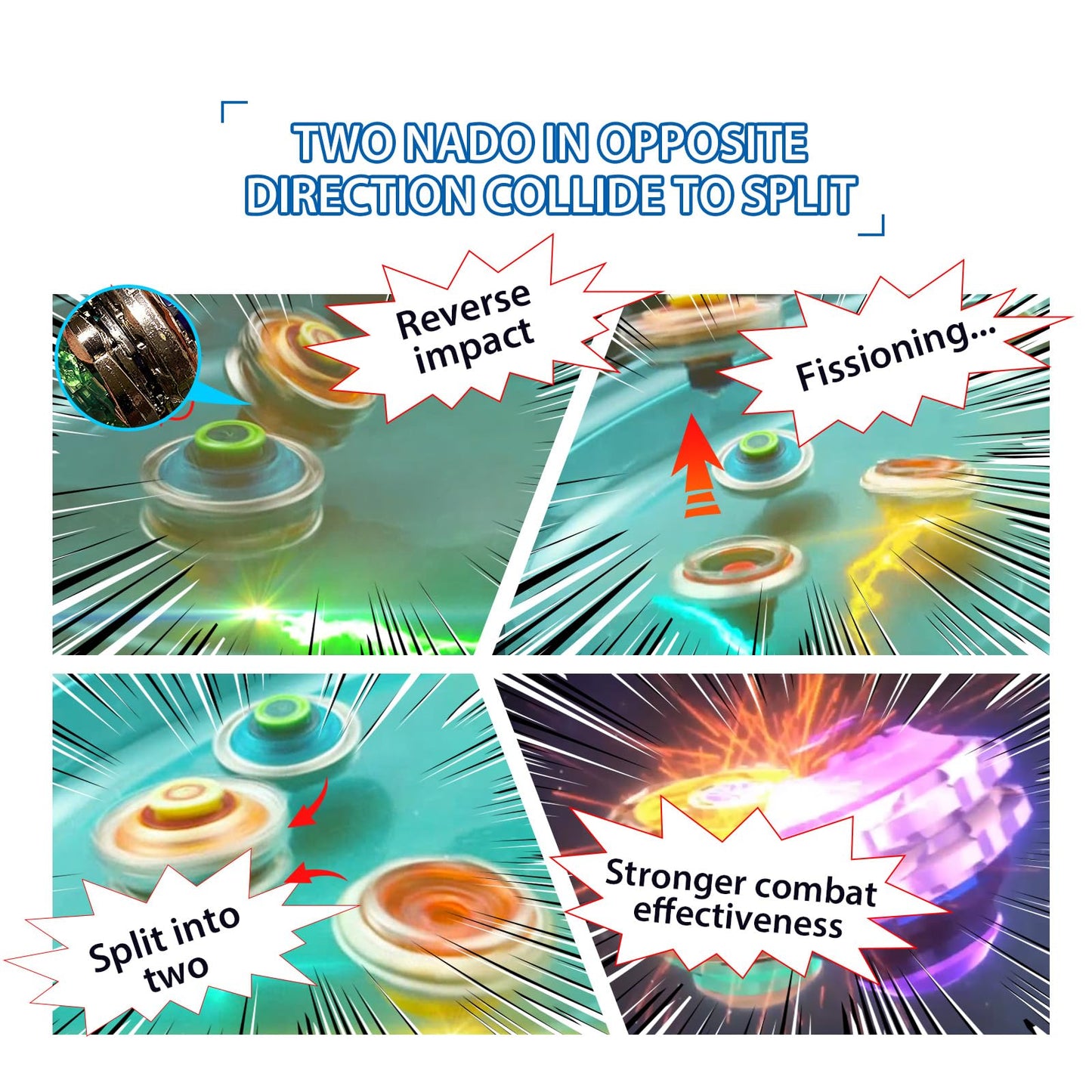 Infinity Nado Spinning Top Battle Set - 2 PCS Blue and Orange Battling Toys for Kids Age 5-12, Model 624602, Plastic Material
