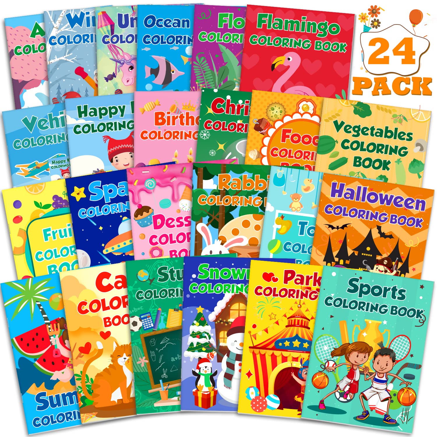 24Pack Small Coloring Books for Kids Ages 4-8, 8-12, Bulk Coloring Books for Kids Ages 2-4, Kids Birthday Party Gifts Classroom 