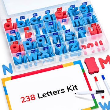 Gamenote Classroom Magnetic Letters Kit 234 Pcs With Double-Side Magnet Board - Foam Alphabet Letters For Kids Spelling And Learning