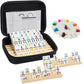 Mexican Train Dominoes Set With Numbers And 4 Wooden Trays/Racks, Double 12 Dominos Travel Set With 4 Tiles Holders, 91 Tiles Double 12 Colored Dominoes Game Set With Portable Case For Families Kids