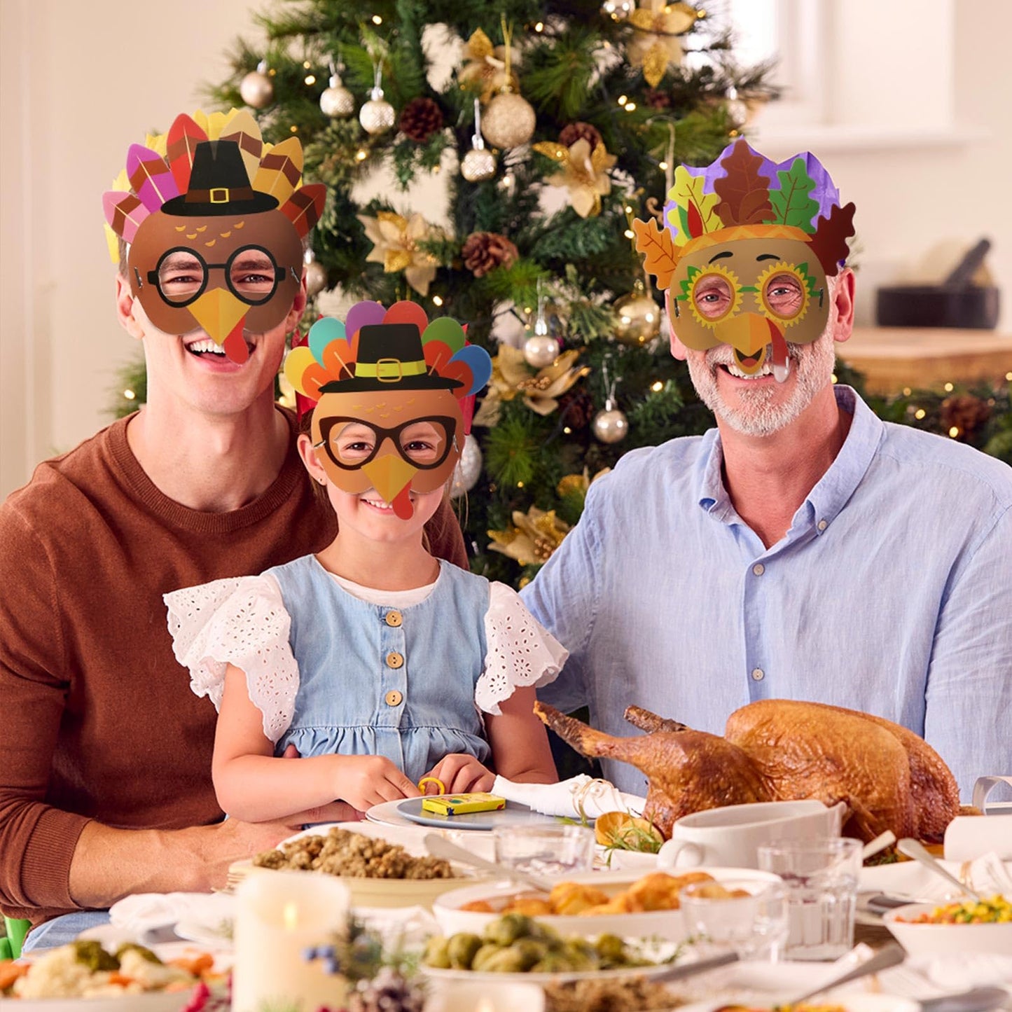 Shyyween 48 Sets Thanksgiving Turkey Mask Crafts Kits Bulk DIY Paper Craft Art Make Your Own Turkey Mask Fall Craft Kits for Tha