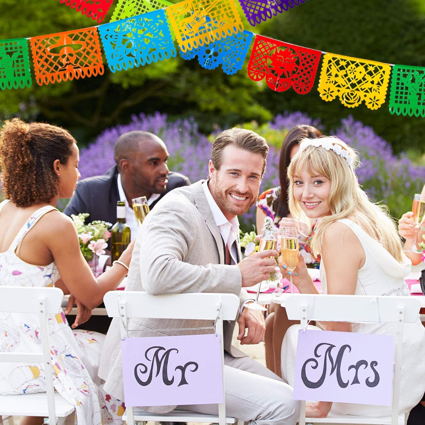 Zhanmai 5 Packs Mexican Party Banners, Papel Picado Banner Set, 10 Patterns, 80 ft, Plastic, Rectangular, Multi Colored, Fiesta,