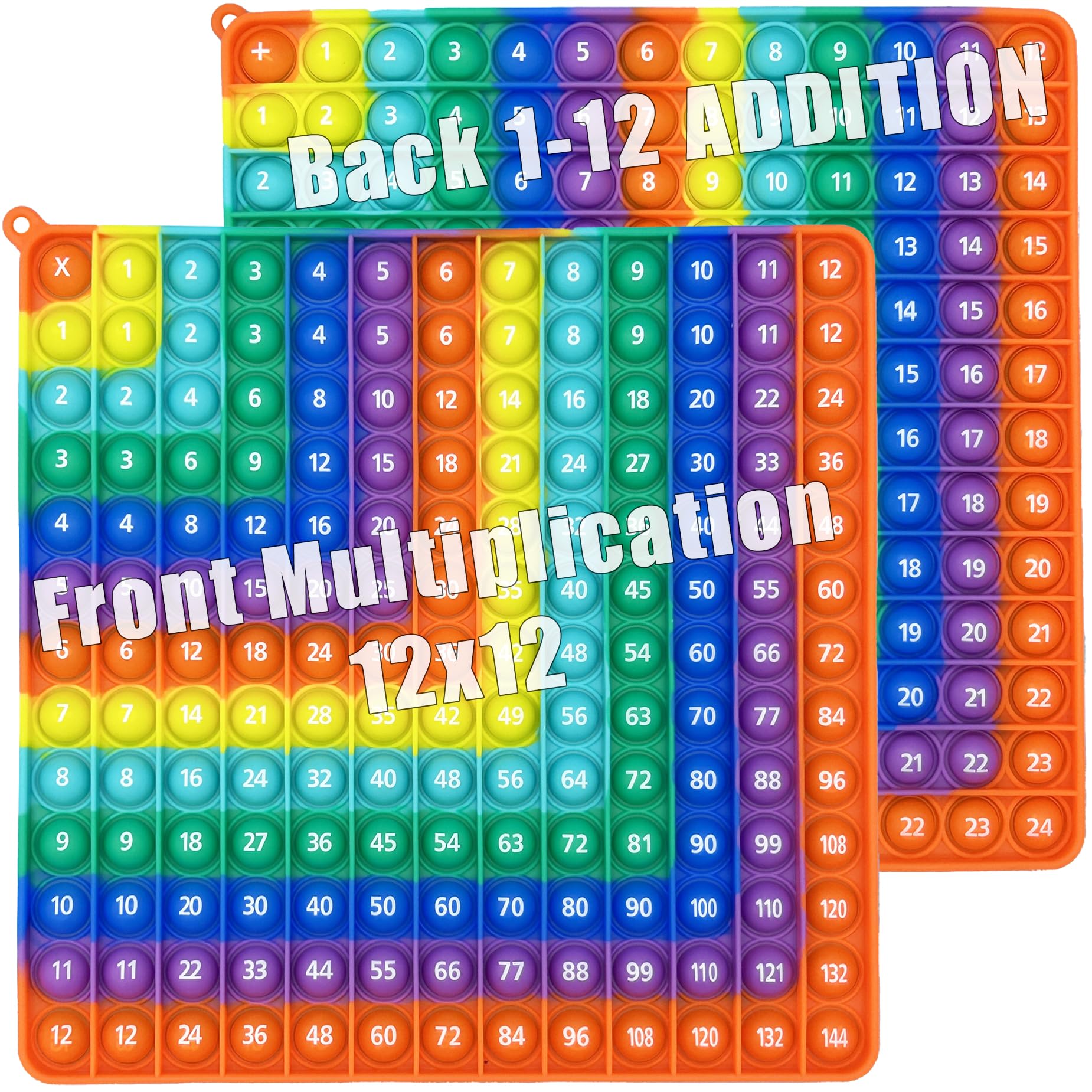 Petbsnvb Multiplication 12X12, Addition 1-12, Alphabet Popper, Math Fidget Popper, Learn Multiplication With Pop Fidget Toy, Number Popper, Fidget Toys, Bubble Sensory Rainbow (Multiplication + Add)
