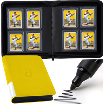 Toploader Binder  Holds 128 Top Loaders - 4 Pocket Top Loader Binder for 3 x 4 Rigid Card Holders for Trading Cards or Sports Cards  Model A - Classic Yellow