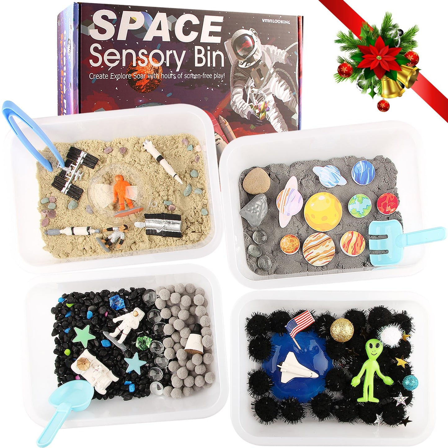 Space Themed Toys Sensory Bin Filler,Planet Toys For Kids, Universe Solar System Toys For Autistic Children, Space Astronauts Se