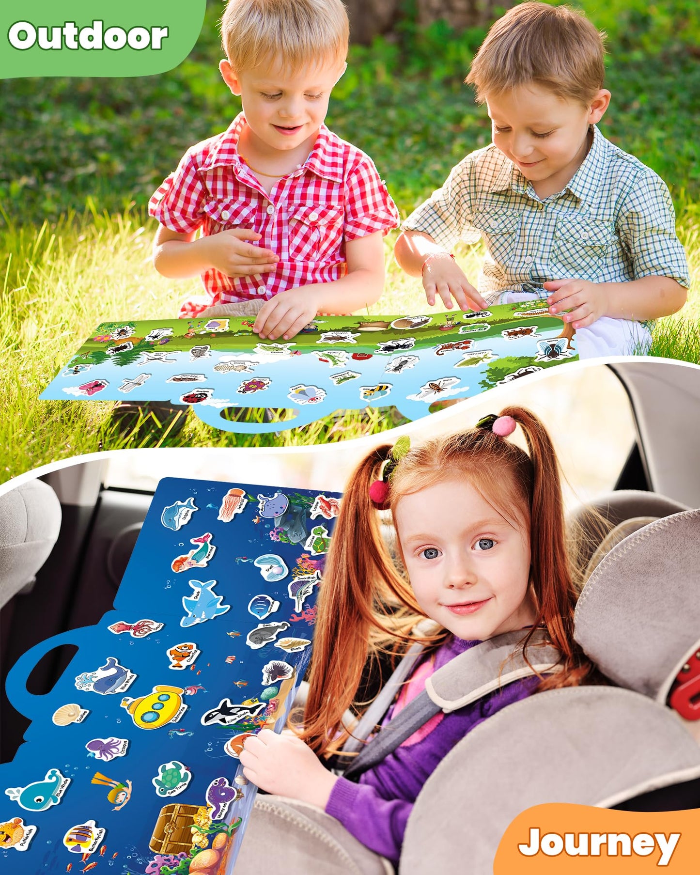 Walenced Reusable Sticker Book For Toddlers 2-4 Years, 3 Sets Stickers For Kids, Toddler Sticker Book Ages 1-3, 97 Pcs Toddler C
