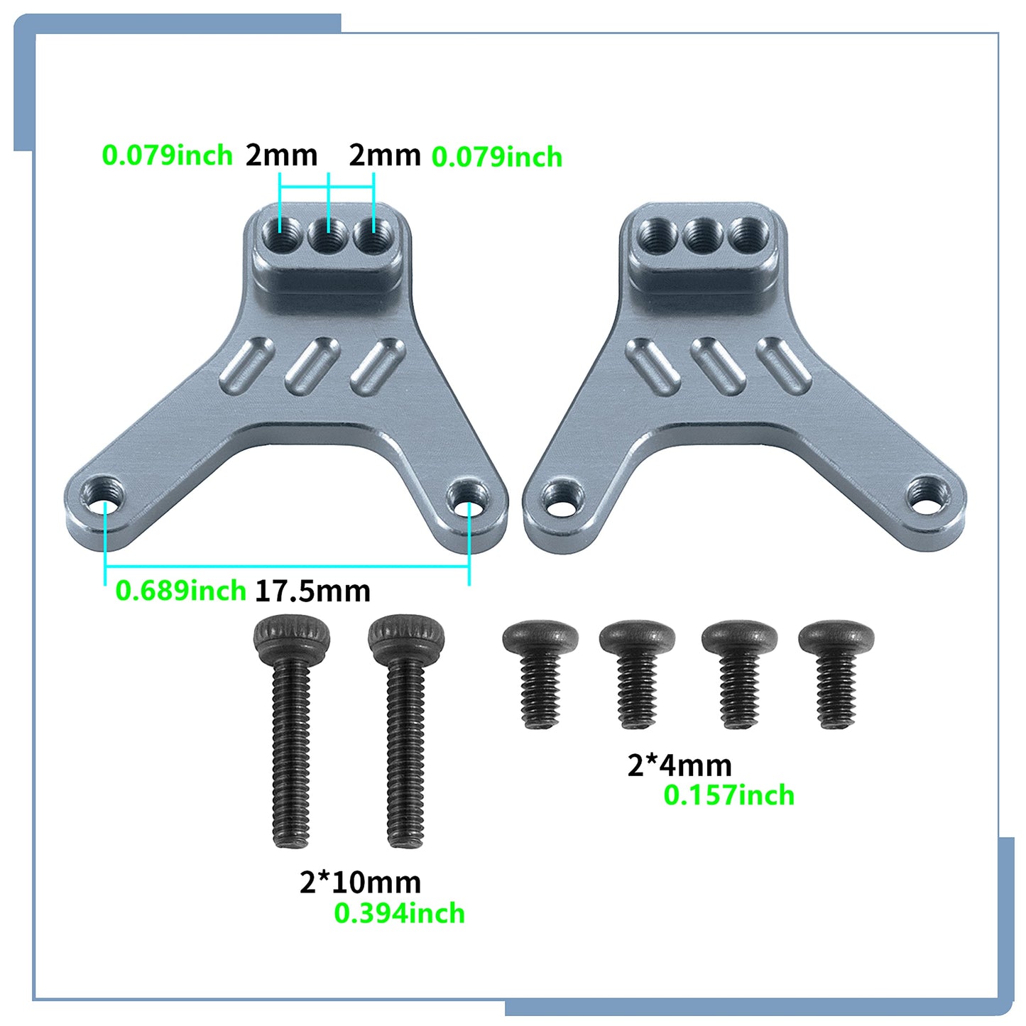 Zolikar 2PCS RC Aluminum Alloy Rear Shock Mount Shock Tower for Kyosho Mini Z 4x4 1/18 Scale Jimny 1/24 Scale Wrangler, Titanium