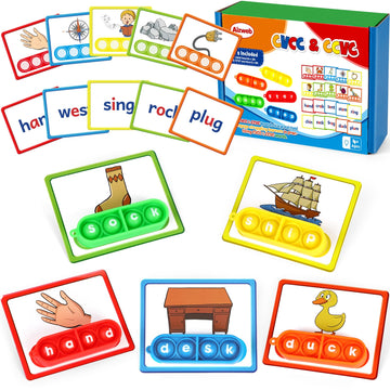 Aizweb Cvcc & Ccvc Word Game,Phonics Games Flash Cards For Preschool Kindergarten Classroom Supplies,Special Education Reading Manipulative Montessori Spelling Toy For Learning Activity Teacher School