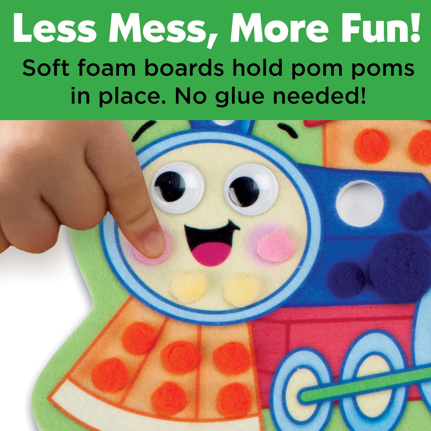 Creativity For Kids Pom Pom Pictures: Transportation - Train And Plane - Preschool Learning Activity, Sensory Toys For Toddlers Ages 3-4+