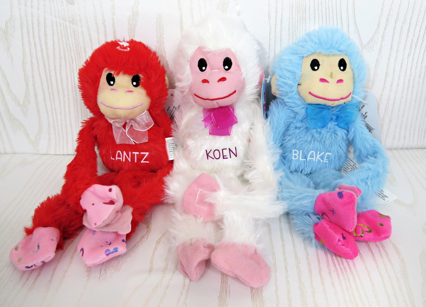 Kenzie'S Boutique Handmade Personalized Valentines Day Hanging Monkey Plush Gift For Kids - Custom Stuffed Animal Name - Hanging