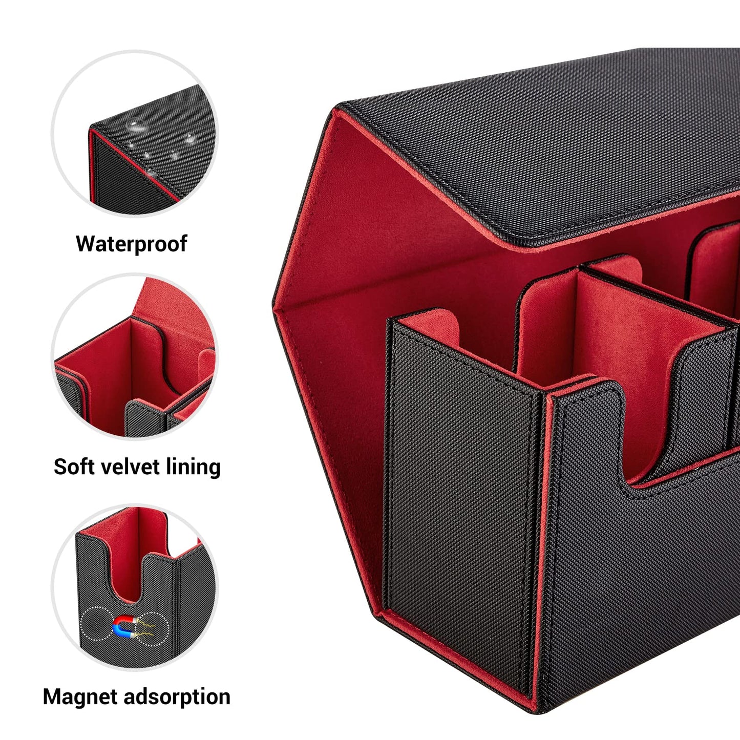 Foteemo Card Deck Box For Mtg, 4 In 1 Commander Deck Box Magic The Gathering Deck Box Trading Card Deck Storage Box Holding 300+