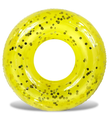POZA Inflatable Pool Float Tube - enhanced Sparkly Confetti Pool Float  Inflatable Tube Ring Pool Float for Kids  mature-themeds  Heavy Duty Pool Ring Party Float for Beach  Lake - 36 Inch  Yellow Gold