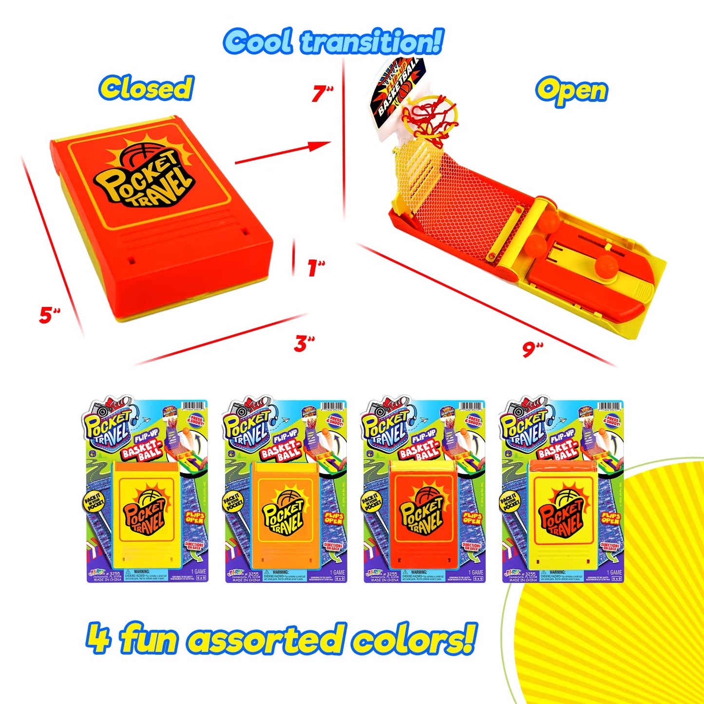 Ja-Ru Mini Finger Basketball Shooting Game (6 Pack) - Handheld Mini Basketball Game For Kids | Tabletop & Desktop Fidget Toys |