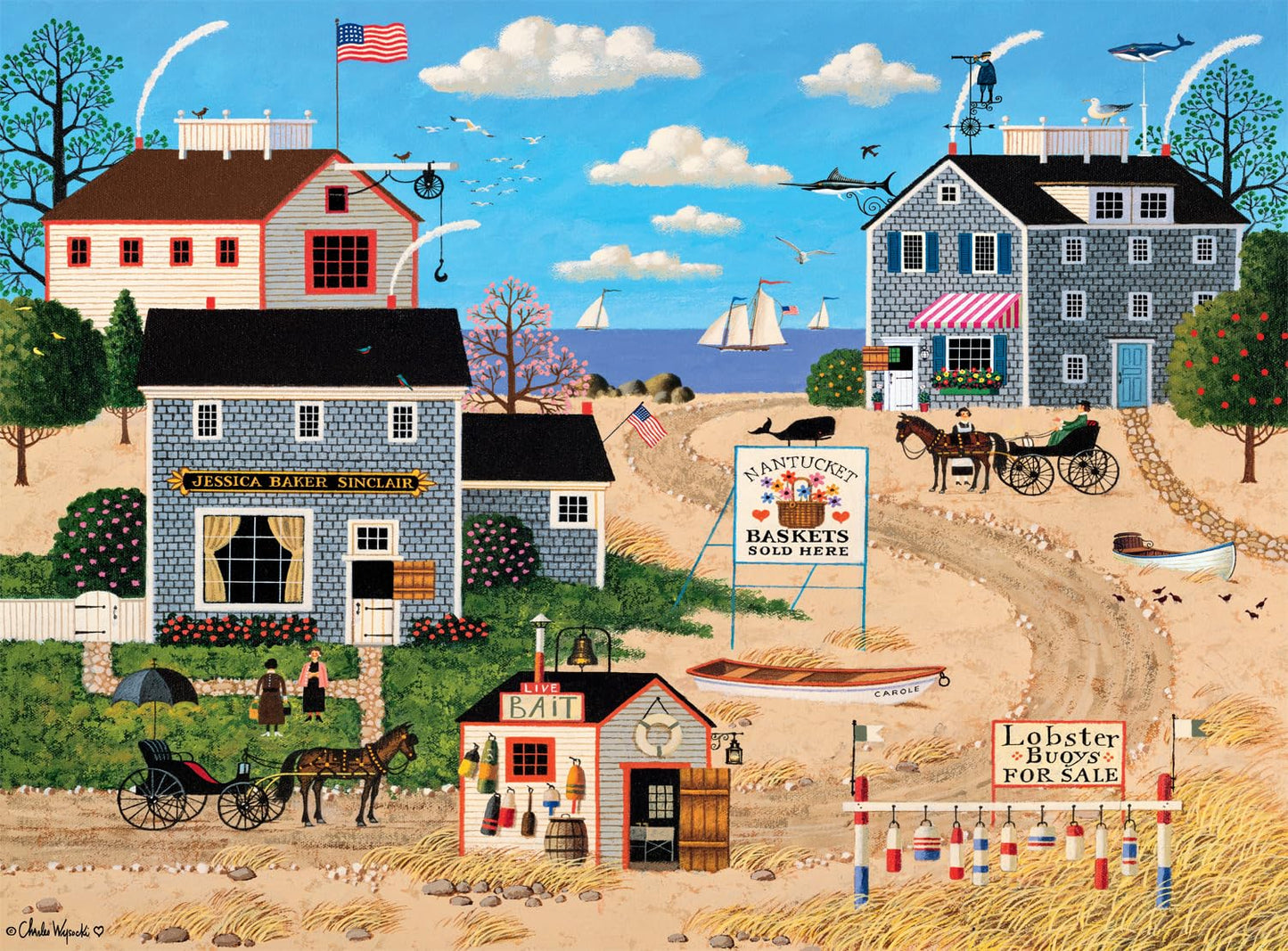Buffalo Games 1000 Piece Jigsaw Puzzle - Charles Wysocki Nantucket Breeze - Large Multicolor - Perfect for Game Nights - Model 13321
