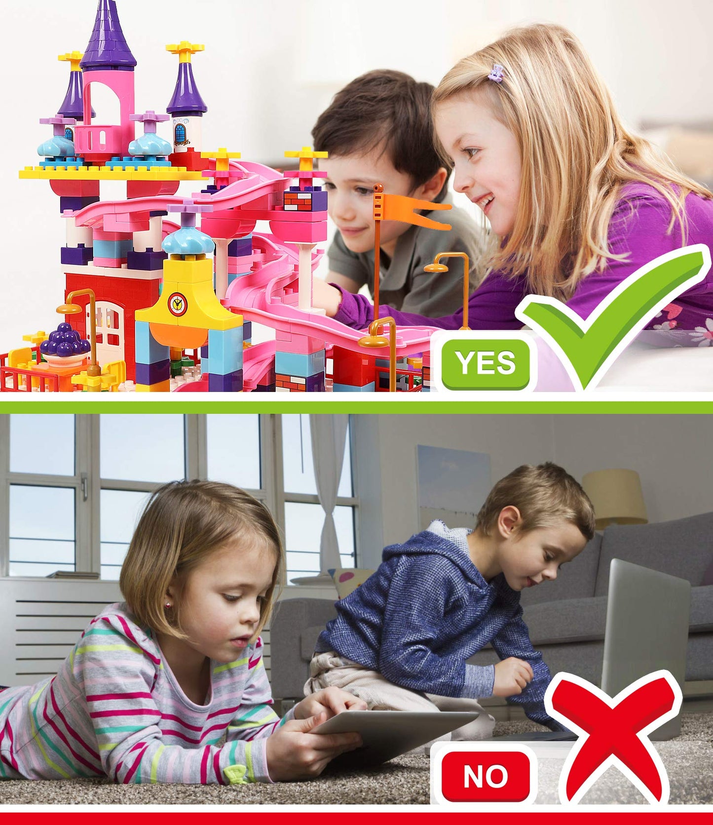 Marble Run Toy Building Sets, 161Pcs Castle Building Duplos For Age 2-5, Marbles Track Building Toys, Large Building Bricks Race Track Stem Educational Toys For Toddler Boy Girl Birthday Toys Gifts